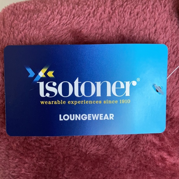 Isotoner Mauve Plum Fleece/Sherpa Trim Long Robe - Picture 5 of 13